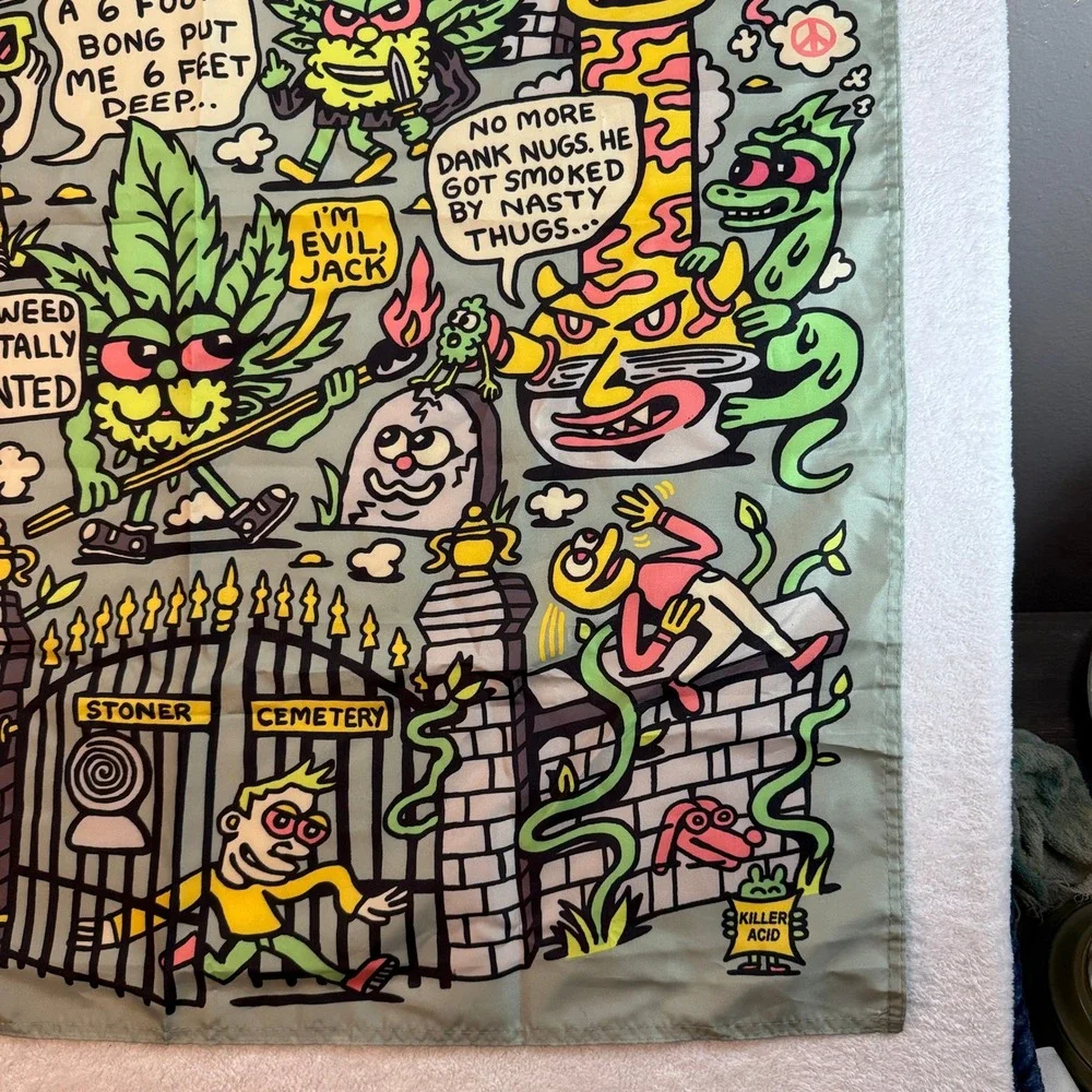 Killer Acid Beware The Dangers of Marijuana Wall Tapestry Banner Psychedelic Art